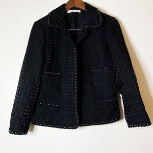 VINTAGE JESSICA BY CHRISTOPHER L | Retro Embroidered Houndstooth Jacket Size 12-